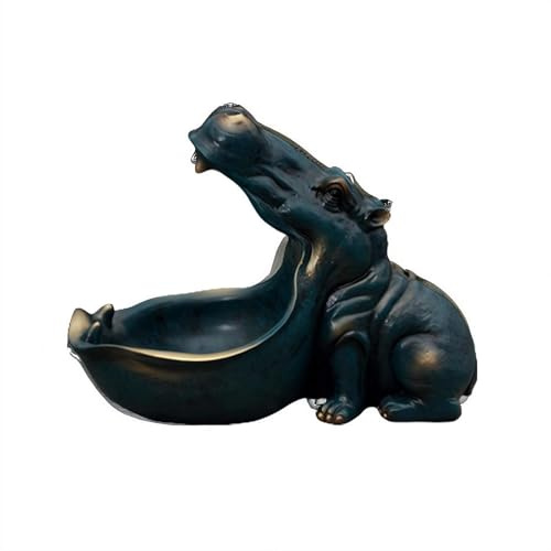 JHIALG Nilpferd Obstteller, Schlüsselschale für Flure, Nilpferd, Süßigkeitenschale, breite Öffnung, Kunstharz, lustige Süßigkeitenschale, multifunktionale dekorative Schale für Fernbedienungen