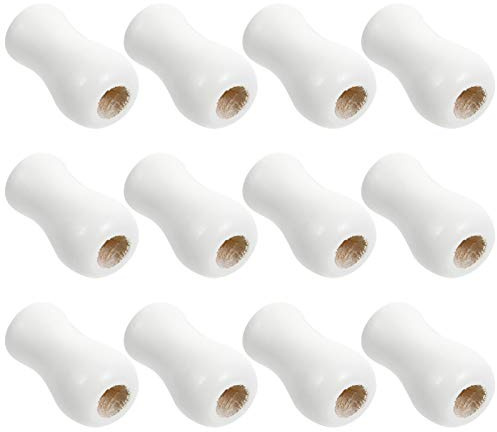 MAGICLULU 12 Pezzi Nappine in Legno per Cordoncino Tende, pomelli in Legno, 3 cm, per Decorazione casa