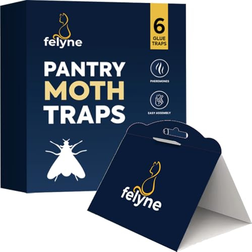 Moth Traps for Pantry with Pheromones, 6 Pack Sticky Glue Moth Killer Trap, Safe & Non-Toxic Hanging Treatment for Kitchen Pantries, Food & Cupboard Protection Kit by Felyne