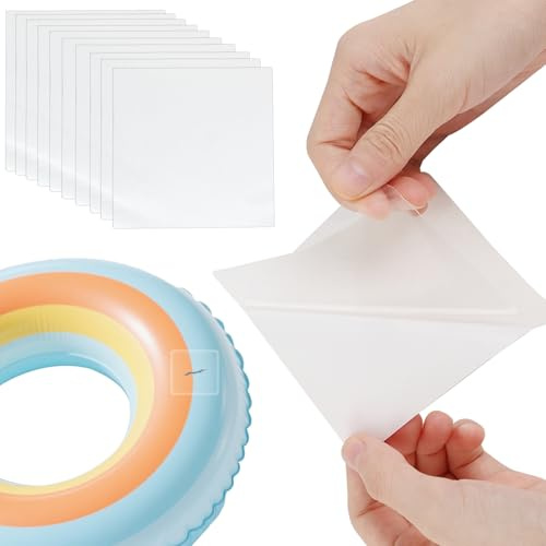 JRILUO 10 Stück Transparent Aufblasbares Flicken Pool Selbstklebend, 3.5 inch Quadratisch TPU Pool Reparaturband,Wasserdicht Transparent Reparatur Flicken für Hüpfburg, Luftmatratze, Schwimmring