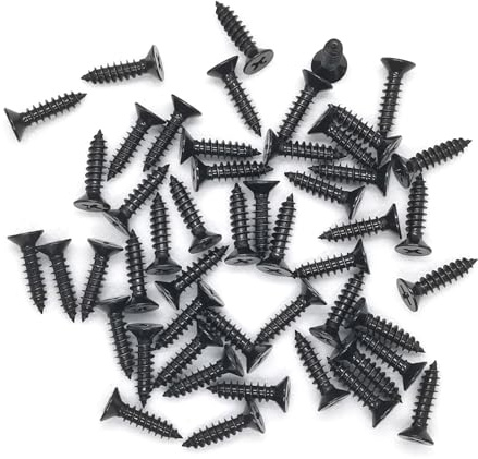 M3 Stainless Steel Screws 20 mm, Black Self Tapping Flat Countersunk Head Wood Screw, Hardware Fasteners, Pack of 50