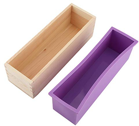 Zerodis Molde Rectangular de Silicona, Kit de Molde de de Silicona para Artesanal Casero, Suministros para Hacer Velas, Muffins de Chocolate, Diseño Desmontable de Madera de