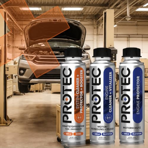 ProTec+ Engine Flush & Protect Diesel | 3er-Set | Diesel Systemreiniger | Motoröl-Additiv | Motor-Innenreiniger und Öl Leistungs-Booster | Injektor Reiniger Diesel | Diesel-Reiniger | Motorspülung |