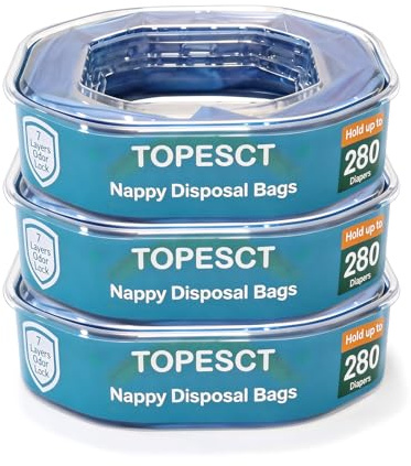 TopEsct 3 Stück Windeleimer Nachfüllkassetten - 5.5M EVOH Geruchsdicht Windeleimer - Kompatibel mit Angelcare Dress-Up, Classic XL, Litter Locker (3er Packung)