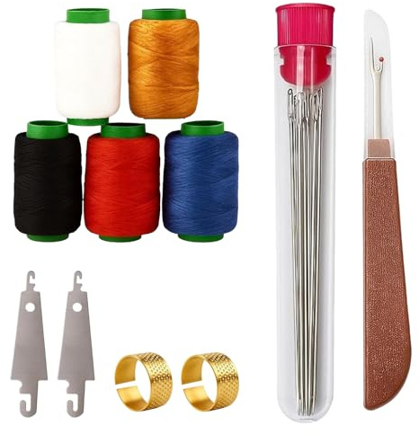 Kit 41 Piezas Agujas de Coser a Mano en Acero Inoxidable, Agujas de Ojo Grande con Enhebrador, Dedal y Accesorios para Costura, Bordado y Manualidades