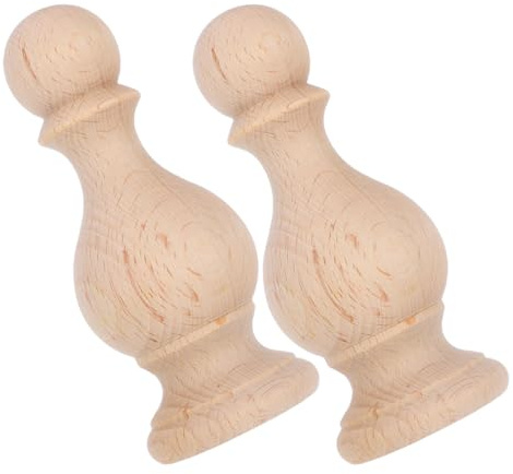 Milisten 2pcs Decorative Finials Wooden Flagpole Topper Decoration Solid Wood Carved Ornaments Tips Vintage Roman Style Intricate Carvings Versatile Application for Home Decor and Hallways