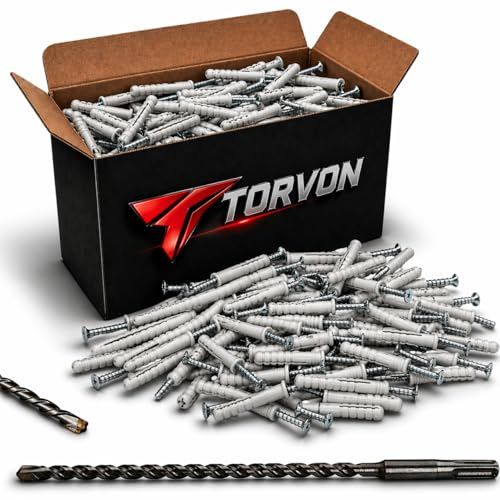 TORVON Schlagdübel 6x45 mm 100 Stk mit SDS Plus Betonbohrer 8x50/110 mm – Nageldübel für Beton & Mauerwerk – Einschlagdübel Set für schnelle Montage