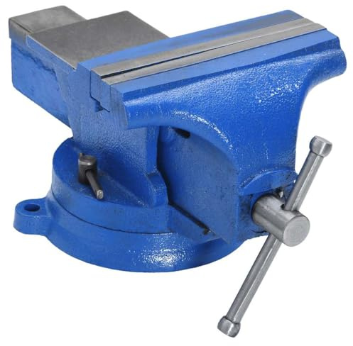 Schraubstock 150 mm, Werkbank Schraubstock aus Gusseisen mit 360° drehbarem Sockel, Robuste Werkstatt-Schraubstock für Bohren und Fräsen