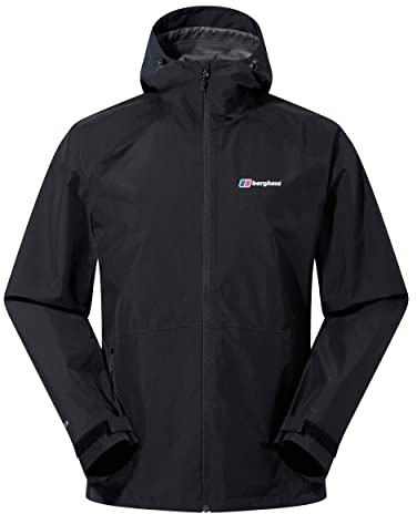 Berghaus Men's Paclite 2.0 Gore-Tex Waterproof Shell Jacket | Lightweight | Durable | Stylish Waterproof Jacket, Black/Black, XS