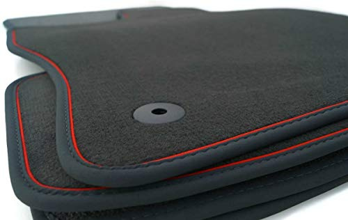 kh Teile Fußmatten passend für T-ROC Velours Premium Qualität Automatten 4-teilig anthrazit Zierband rot
