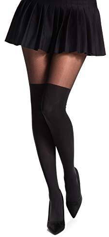 Romartex Damen Strumpfhose mit Overknees Muster 20/60 DEN