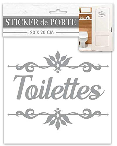 Les Trésors De Lily [R2094 - Sticker Porte 'Toilettes' Gris - 20x20 cm
