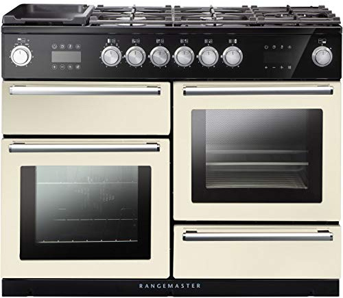 Rangemaster Nexus Steam NEX110SODFFIV/C 110cm wide Dual Fuel Range Cooker with Gas Hob - Ivory/Chrome - A Rated
