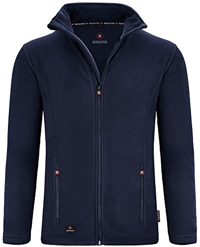 Northster fleecejacka för män – fluffig, varm fleecejacka för män – utomhus fleecejackor för män – fuktreglerande, mikrofleecematerial för optimal komfort, marinblå, 5XL