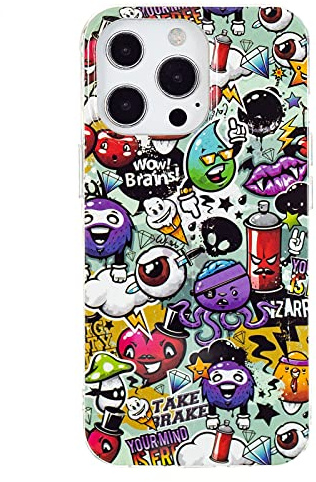 DasKAn Kompatibel mit iPhone 13 6,1 Leuchtend Silikon Hülle, Licht im Dunkeln Fluoreszierend Bunt Muster Kratzfest Stoßfest Fallschutz Ultra Dünn Flexibel TPU Schutzhülle, Graffiti