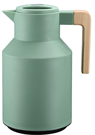 Cabilock Glaseinsatz Mit Holzgriff Thermoskanne Isolierkanne mit Holzgriff Kaffeekanne Wasserkrug Wasserkanne für Küche Tee Getr?nke Grün 1L Isolierkanne Glaseinsatz Isolierkanne Thermoskanne