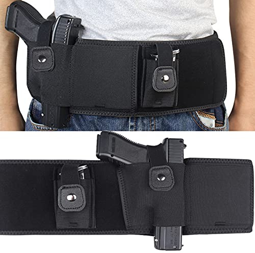 Goldmiky Bauchband-Holster, Pistolenholster Holster für verstecktes Tragen Elastische Taktische Belly Band Taille Pistolenholster, Bauchband Holster für Glocke 19 usw. Pistole (50in/120cm)