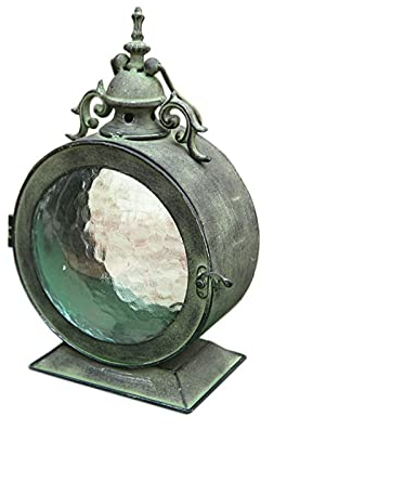 RENJIELI Gartenskulpturen 13,39 Zoll hoch Retro-Kerzenhalter aus Eisen, kreative Dekoration für drinnen oder draußen, für Garten, Hof, Bar, dunkelgrün Little Surprise