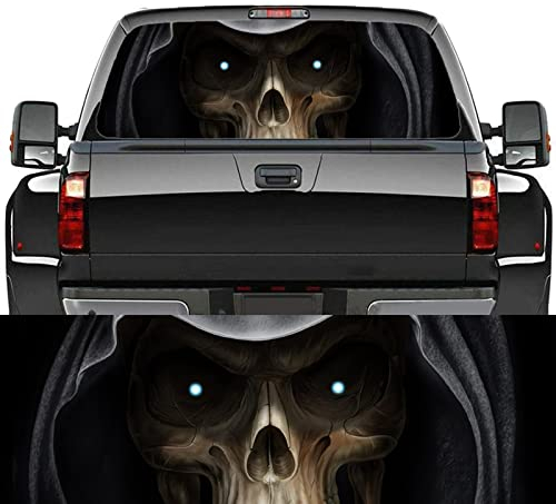 Auto-Heckscheibenaufkleber, Skelett-Totenkopf-Aufkleber, perforiert, durchsichtig, für Auto, SUV, LKW, Kratzer, versteckte Autoaufkleber, 165,1 x 55,9 cm