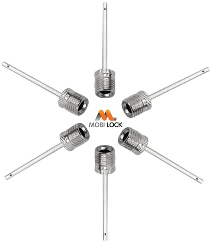 Mobi Lock 6 Stück Ballpumpen-Aufblasnadeln - Luftpumpennadeln aus Edelstahl - Ideal zum Aufpumpen von Fußbällen, Basketbällen, Volleybällen und Allen Anderen Sportbällen