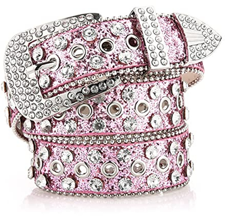 Reoyloep Gothic-Strass-Gürtel für Damen - PU-Lederriemen, Strasssteine, Cowgirl, Mädchen, Modischer Gürtel für Jeans