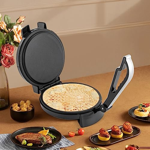 Elektrische Chapati Roti-Bäcker, 1200W Elektrischer Chapati-Bäcker Fladenbrot Naan Roti Presse Maschine Tortilla-Maker für Pfannkuchen, Omeletts, Palatschinken 26 * 34 * 19.5cm