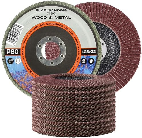 10x Fächer Schleifscheibe 125 x 22,2 mm Schleifmoptelle Fächerscheiben Körnung P80 für Holz Metall Stahl Lamellenscheibe Scheiben Schruppscheiben Winkelschleifer Zubehör