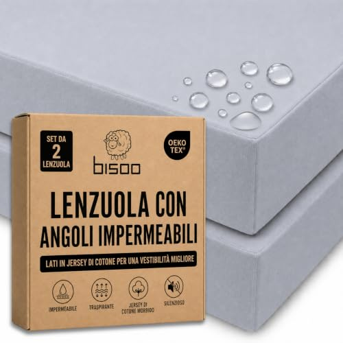Bisoo Zauberlaken Spannbettlaken Wasserdicht 45x90 2 Grau für Beistellbett | 2 in 1, Spart den Matratzenschoner, Wasserdicht, Atmungsaktiv, Weicher Baumwoll-Jersey Oeko-Tex