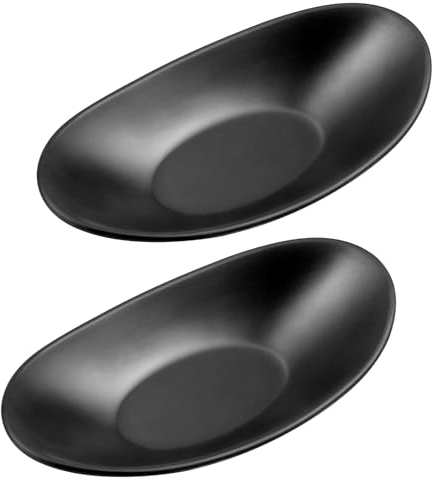 Zfseyuh 2 Pezzi Vassoio per Gioielli Vassoio Tasca Vuoto per Ingresso Ovale Nero Riutilizzabile Tavolo da Ingresso Ciotola Chiave per Ciotola di Gioielli 21,5 * 11,5 cm