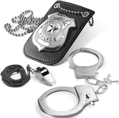 Novelty Place Juego de simulación de policía para niños: Placa y Silbato de policías, Accesorios para Juegos de rol de Detectives, Accesorios de Disfraz de policía para policías