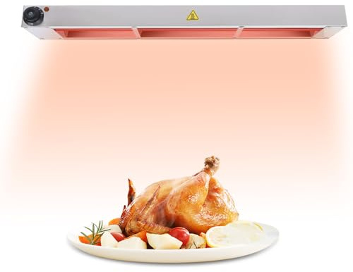 VFDZ Lampe Chauffante Cuisine, Acier Inoxydable Lampe Chauffe Plat, Lampe Infrarouge pour Restaurant, Commercial Lampe Chauffante pour Plat, Température Réglable 30-85℃，1：60cm
