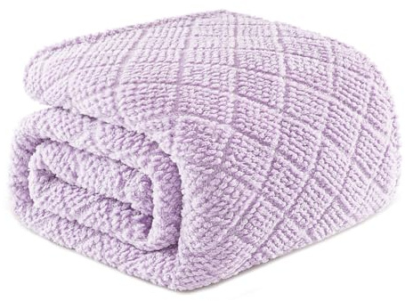 Whale Flotilla Soft Jacquard Queen Size Blanket for Bed, Lilac | 230x230CM, Waffle Blankets for Home Decor Chair Bed Coach, Lightweight and Cozy Bedspread, All Season, Fluffy Microfibe