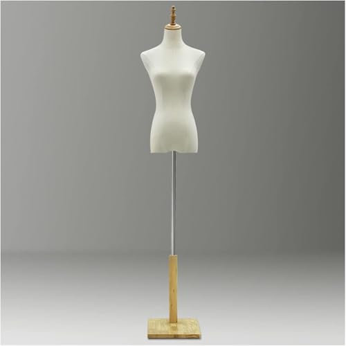 Schaufensterpuppe, weiblicher Körper, Torso, Schaufensterdekoration, Körper, Kleidung, Schneiderpuppe mit Holzsockel für Hochzeiten, Nähen, 2 Farben, S, Braun, C (S, Holzfarbe)