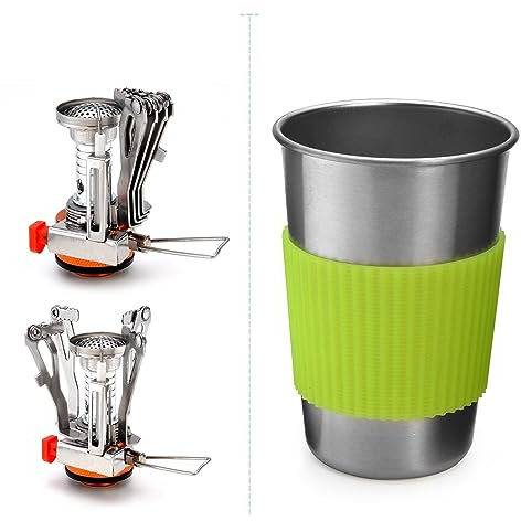 lvifloae 2 pieces camping cookware camping pots small pots large pots non-stick lightweight pots for camping, outdoor cooking and picnics, backpacking orange (Green)