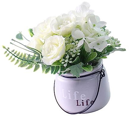 PRETYZOOM Adornos de Hortensias Maceta de Cerámica Decoración Flores Artificiales para Hogar Jardín Oficina Color para Regalar