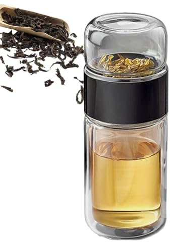 Générique Infuseur à thé, infuseur à thé en verre à double paroi, tasse à thé portable avec séparation de l'eau et du thé, bouteille infuseur à thé pour le bureau et les voyages