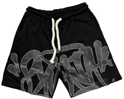 Pantaloncini Sportivi Casual alla Moda dell'Estate degli Uomini Hip Hop Foam Lettera Stampata Casual Pantaloncini Sportivi da Ciclismo-Color-1||M