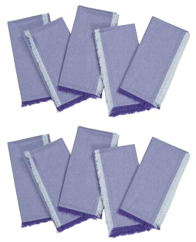 Stoffservietten 10er Set 46 x 46cm Baumwolle Waschbar Wiederverwendbare mit Fransen Weiche Servietten Stoff Tischsets Küche Tischdekoration für Hochzeit Geburtstag Weihnachten Partys (Lila)