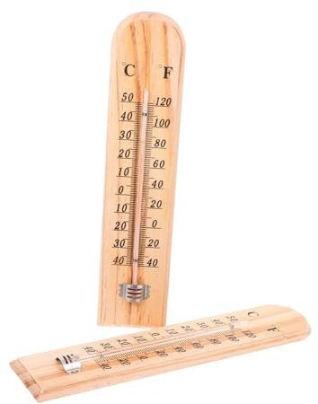 BESTonZON 2pezzi Termometro Decorativo in Legno Da Parete Misuratore Temperatura Per Ed Esterno Adatto e Serra