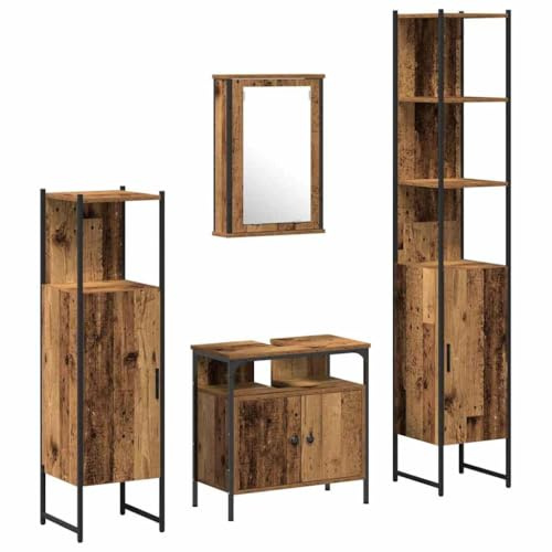 vidaXL Set di mobili per il bagno 4 pz Legno vecchio