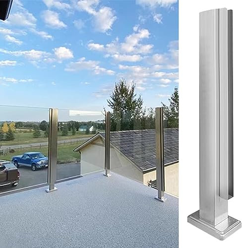 barandilla de cristal, Soportes for barandillas de escaleras, postes de balaustrada de vidrio, herrajes for barandillas de terrazas y balcones.(Brushed end Post,150cm(59))