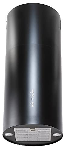 VLANO ROLL 36 Black Insel-Dunstabzugshaube, 670 m³/h, 4 Leistungsstufen, Fernbedienung,LED-Beleuchtung, Schwarz, freihängend, rund, Deckenhaube, Abluft oder Umluft (Abluftbetrieb)