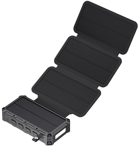 Chargeur Solaire Power Bank - Chargeur Rapide avec Lampe Intégrée,Fonction SOS Intégrée, Boussole et Charge sans Fil pour Types d'Utilisation