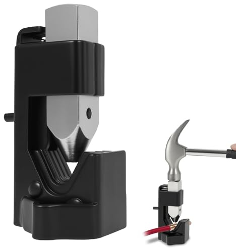 Hammer Lug Crimper Tool, V-Groove Cable Terminal Crimper for 8 AWG to 4/0 Wire, Hardened Steel Construction with Mounting Screw, Precise Secure Crimping for Battery & Electrical Connections