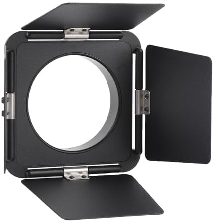 Bewinner Paquete de Modificador de Luz de Video, Deflector de Cuatro Hojas, Deflectación de Flash de Aleación de Aluminio, Modifique el ángulo de Luz Que Se Use con Mini Reflector de