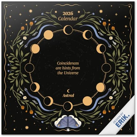 Grupo Erik Kalender 2026 Wandkalender Astral Kalender 2026 Familienplaner 30 x 30 cm 12 Monate + Letzten 4 Monate 2025 auf einer Seite - Offizieller Fanartikel Merch
