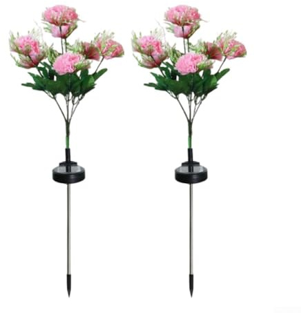 TONIXY Solar Carnation Garden Lights IP65 Waterproof LED Outdoor Decorative Lamps 70cm Stakes for Patio Lawn Pathway Balcony Fence Landscape Ambient Lighting 2 Pack(Pink)