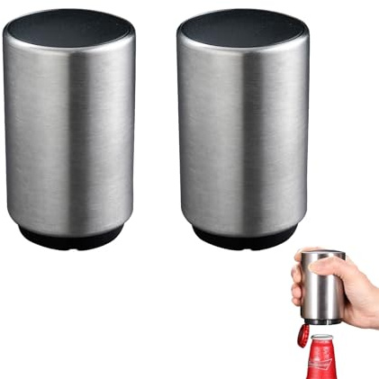 2 Piezas Abrebotellas Magnético Automático Abrebotellas Cerveza Acero Inoxidable para Familias, Bares, Restaurantes y Cafeterías (Plateado)