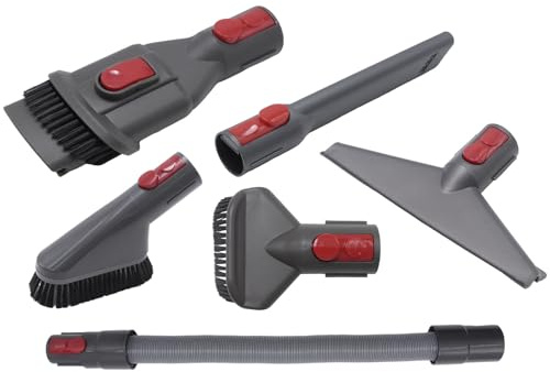 Ollanoos Versatile Vacuum Cleaner Accessory Tool Kit with Extension Hose, Replacement for Dyson V7 V8 V10 V11 V15 SV10 SV11 Vacuum Cleaners, 6 in 1 Quick Release Attachments for Cleaning
