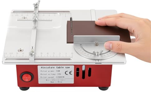 Mini bordssåg, 96 W precisions elektrisk bordssåg, skärmaskin med 7-växlad strömförsörjning, 4 700 RPM multifunktionell bordscirkelsåg, 0–90° skärvinkel, för järn, koppar, PCB, plast och trä